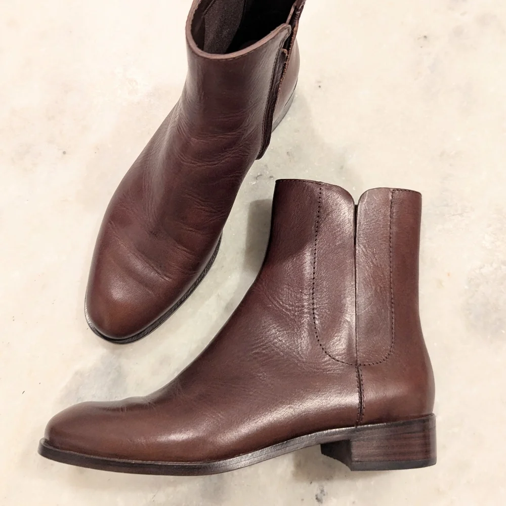 Loeffler Randall Brown Leather Ankle Booties - Picture 11 of 12